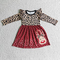 6 A29-12 Deer Leopard Print Girls Christmas Dress
