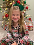 6 B2-4 Checkered Leopard Ruffle Girls Christmas Buttons Pajamas Clothes Set