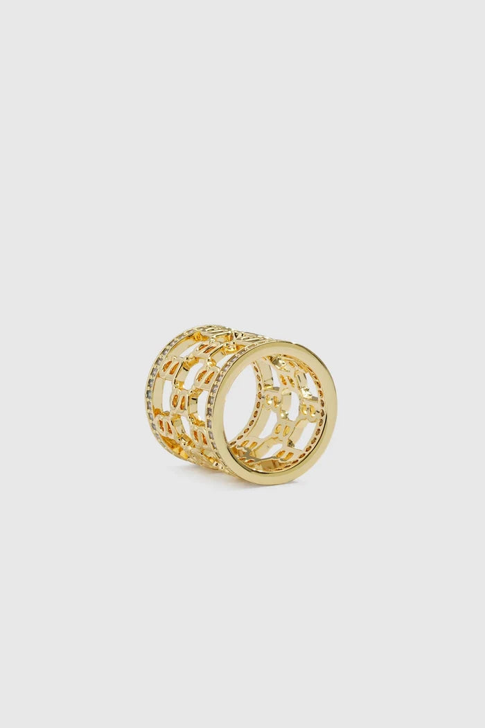 adara ring brooch in gold by buttonscarves inside detail