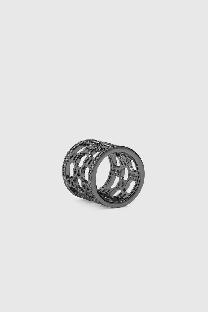 adara ring brooch in hematite by buttonscarves inside detail