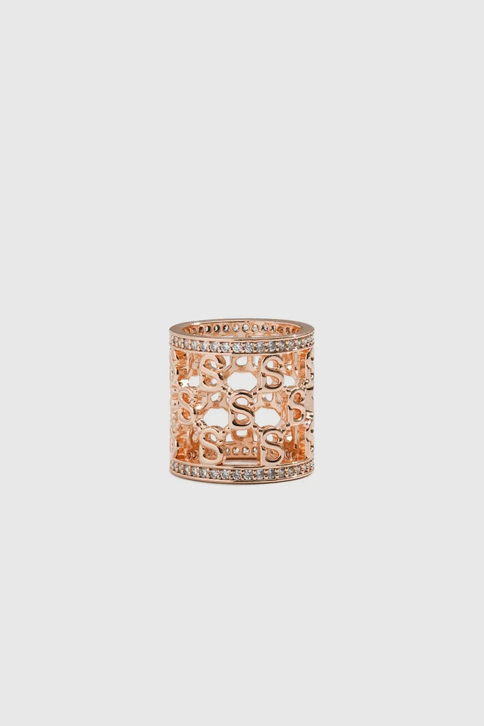 adara ring brooch in rose gold by buttonscarves front view
