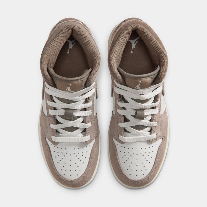 Air Jordan 1 Mid Grade School Lifestyle Shoes (Enigma Stone/Olive Grey/Summit White)