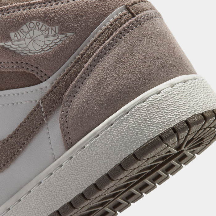 Air Jordan 1 Mid Grade School Lifestyle Shoes (Enigma Stone/Olive Grey/Summit White)