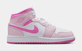 Air Jordan 1 Mid Grade School Lifestyle Shoes (Pink Foam/China Rose/White)