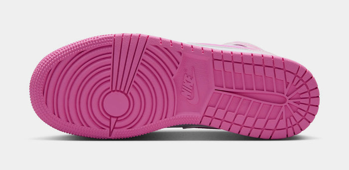 Air Jordan 1 Mid Grade School Lifestyle Shoes (Pink Foam/China Rose/White)