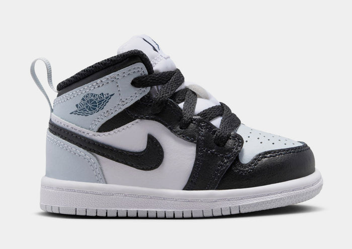 Air Jordan 1 Mid Infant Toddler Lifestyle Shoes (Black/Black/Aura/Squadron/Blue)