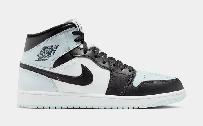 Air Jordan 1 Mid Mens Lifestyle Shoes (Black/Squadron Blue/Aura/White)