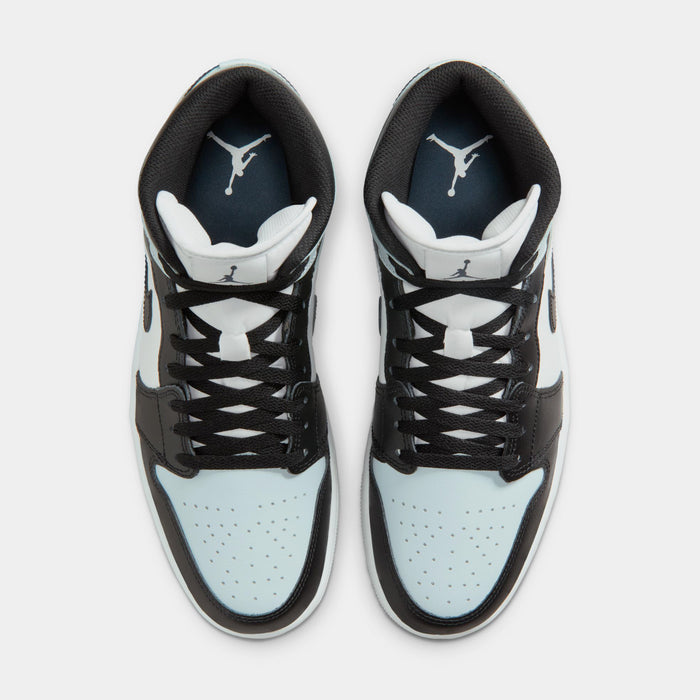 Air Jordan 1 Mid Mens Lifestyle Shoes (Black/Squadron Blue/Aura/White)