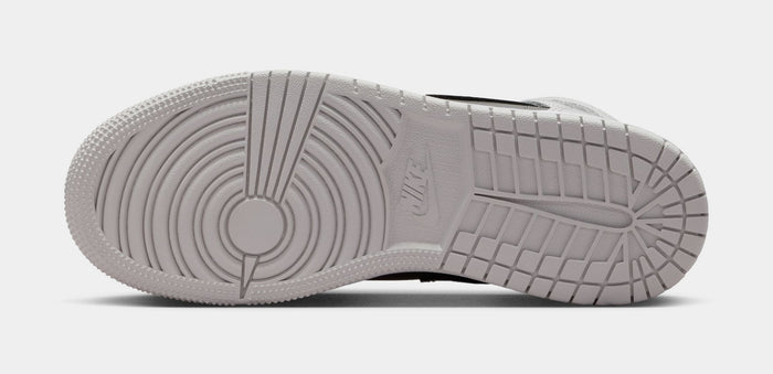 Air Jordan 1 Mid SE Grade School Lifestyle Shoes (Photon Dust/Flat Pewter/Black/Blue Chill)