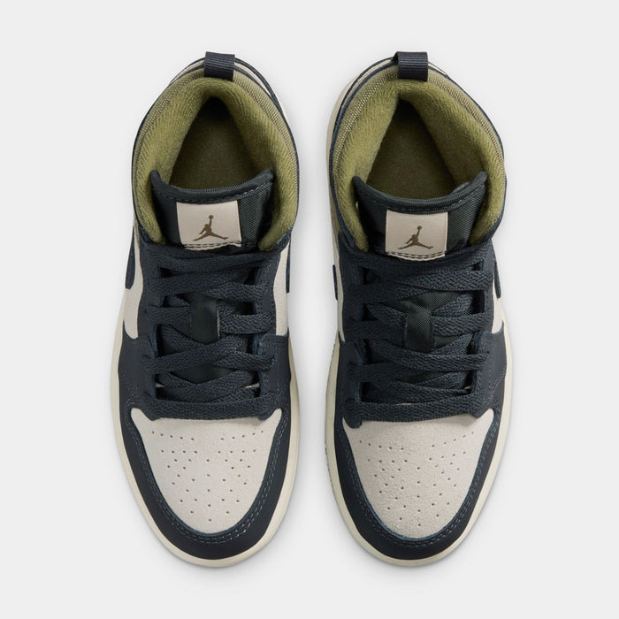 Air Jordan 1 Mid SE Preschool Lifestyle Shoes (Light Orewood Brown/Off Noir/Medium Olive)