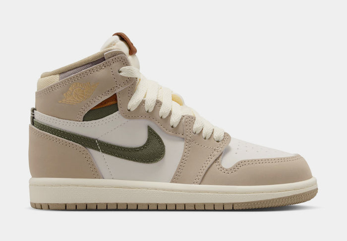 Air Jordan 1 Retro High OG Khaki Preschool Lifestyle Shoes (Khaki/Sail/Coconut Milk/Cargo Khaki) Free Shipping