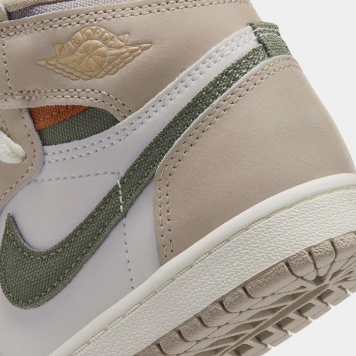 Air Jordan 1 Retro High OG Khaki Preschool Lifestyle Shoes (Khaki/Sail/Coconut Milk/Cargo Khaki) Free Shipping