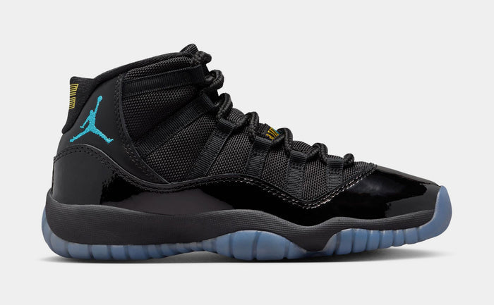 Air Jordan 11 Retro Gamma Grade School Lifestyle Shoes (Black/Gamma Blue/Varsity Maize) Limit One Per Customer