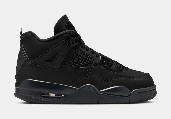 Air Jordan 4 Retro Black Cat Grade School Lifestyle Shoes (Black/Black/Light Graphite) Free Shipping