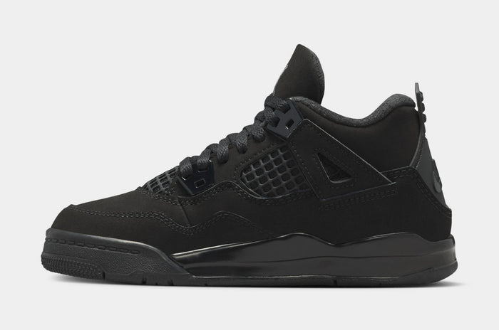 Air Jordan 4 Retro Black Cat Preschool Lifestyle Shoes (Black/Black/Light Graphite)
