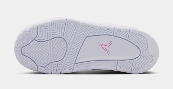 Air Jordan 4 Retro Medium Soft Pink Preschool Lifestyle Shoes (White/Medium Soft Pink/Half Blue)