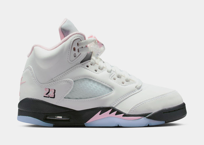 Air Jordan 5 Retro Medium Soft Pink Grade School Lifestyle Shoes (White/Medium Soft Pink/Black) Free Shipping