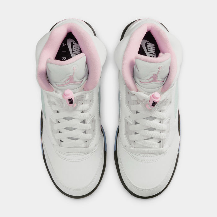 Air Jordan 5 Retro Medium Soft Pink Grade School Lifestyle Shoes (White/Medium Soft Pink/Black) Free Shipping