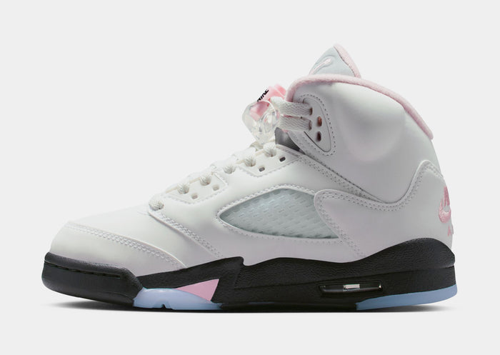 Air Jordan 5 Retro Medium Soft Pink Grade School Lifestyle Shoes (White/Medium Soft Pink/Black) Free Shipping