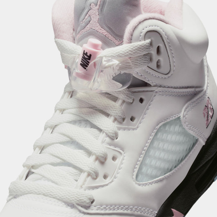 Air Jordan 5 Retro Medium Soft Pink Grade School Lifestyle Shoes (White/Medium Soft Pink/Black) Free Shipping