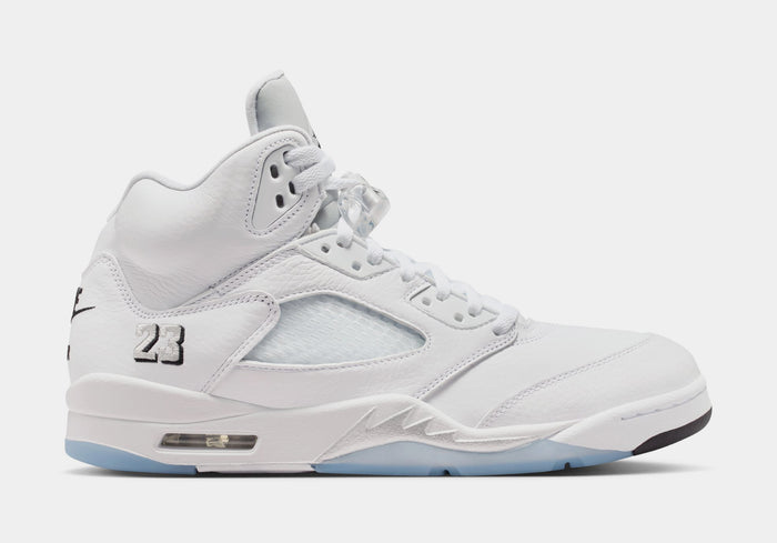 Air Jordan 5 Retro OG White Metallic Mens Lifestyle Shoes (White/Metallic Silver/Black)