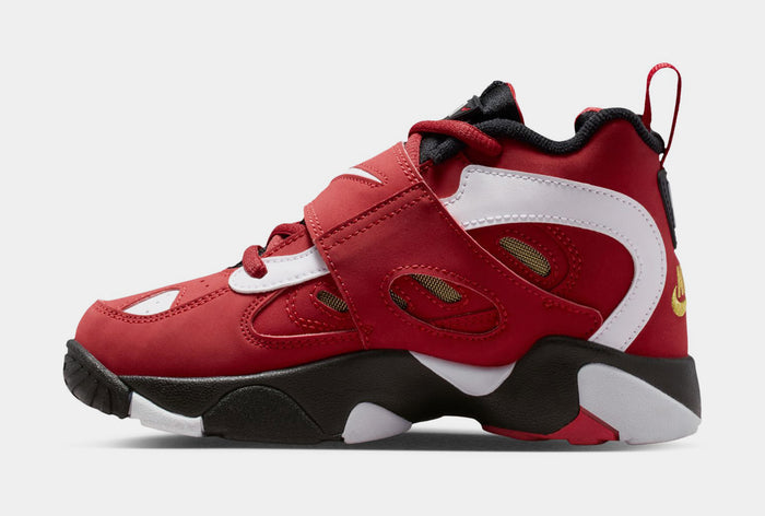 Air Diamond Turf II Prime Red Preschool Basketball Shoes (Prime Red/White/Black/Metallic Gold)