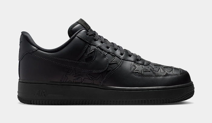 Air Force 1 Black Stars Mens Lifestyle Shoes (Black/Black/Metallic Silver)