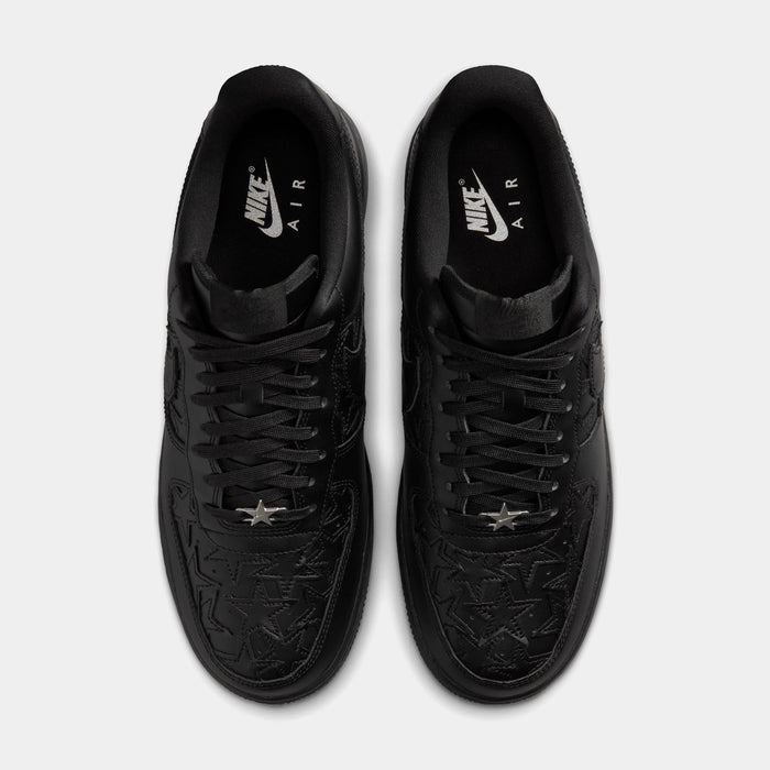 Air Force 1 Black Stars Mens Lifestyle Shoes (Black/Black/Metallic Silver)
