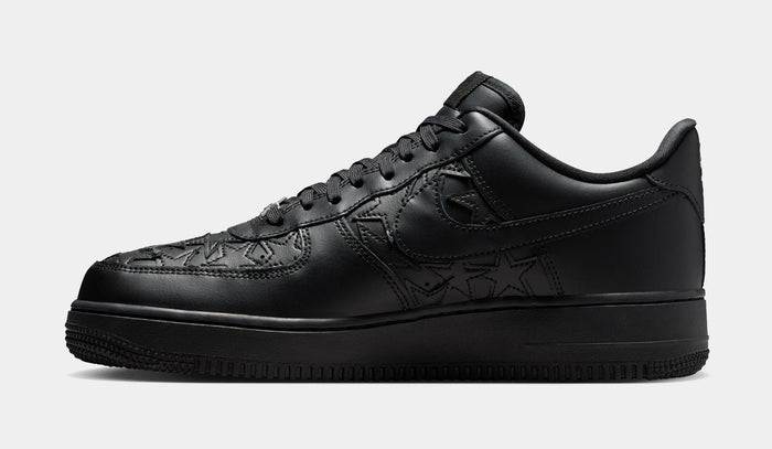 Air Force 1 Black Stars Mens Lifestyle Shoes (Black/Black/Metallic Silver)