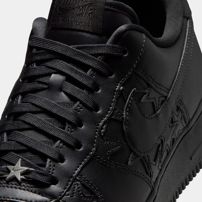 Air Force 1 Black Stars Mens Lifestyle Shoes (Black/Black/Metallic Silver)