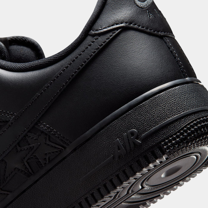 Air Force 1 Black Stars Mens Lifestyle Shoes (Black/Black/Metallic Silver)