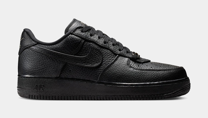 Air Force 1 Low Retro Black Leather Mens Lifestyle Shoes (Black)