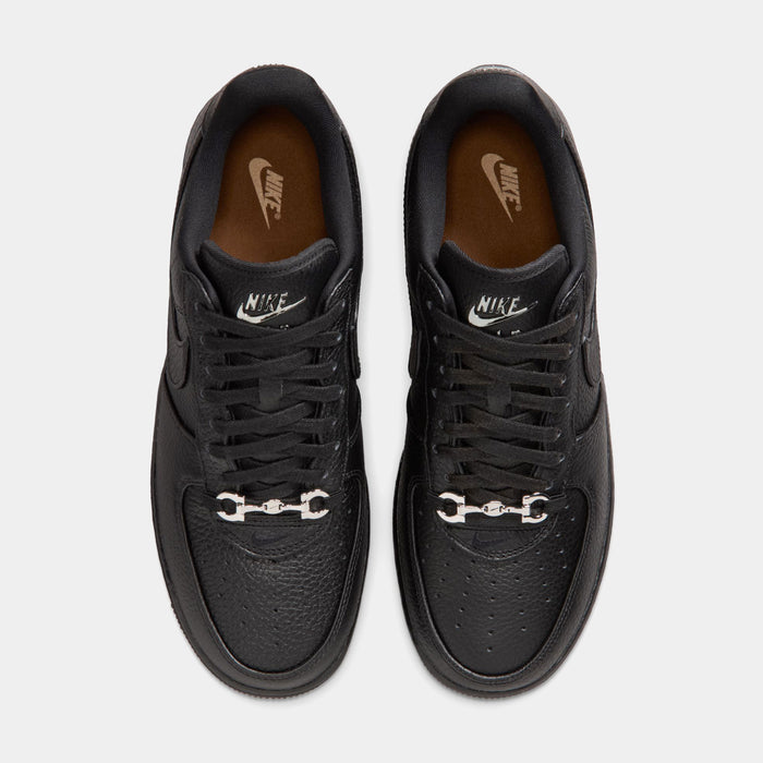 Air Force 1 Low Retro Black Leather Mens Lifestyle Shoes (Black)