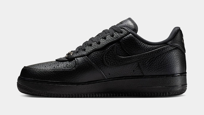 Air Force 1 Low Retro Black Leather Mens Lifestyle Shoes (Black)