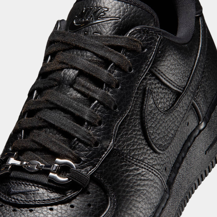 Air Force 1 Low Retro Black Leather Mens Lifestyle Shoes (Black)