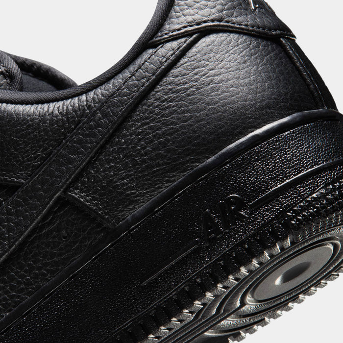 Air Force 1 Low Retro Black Leather Mens Lifestyle Shoes (Black)
