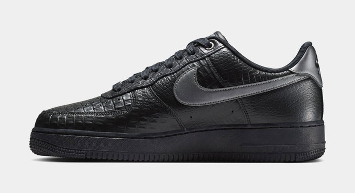 Air Force 1 Low Triple Black Croc Mens Lifestyle Shoes (Black/Metallic Dark Grey)