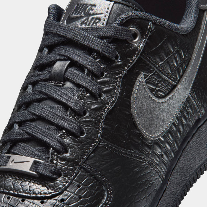 Air Force 1 Low Triple Black Croc Mens Lifestyle Shoes (Black/Metallic Dark Grey)