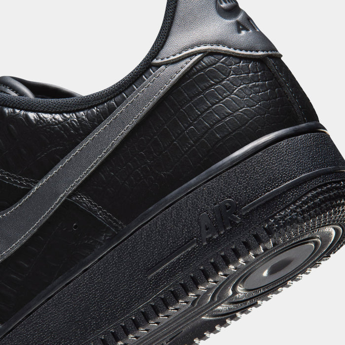 Air Force 1 Low Triple Black Croc Mens Lifestyle Shoes (Black/Metallic Dark Grey)