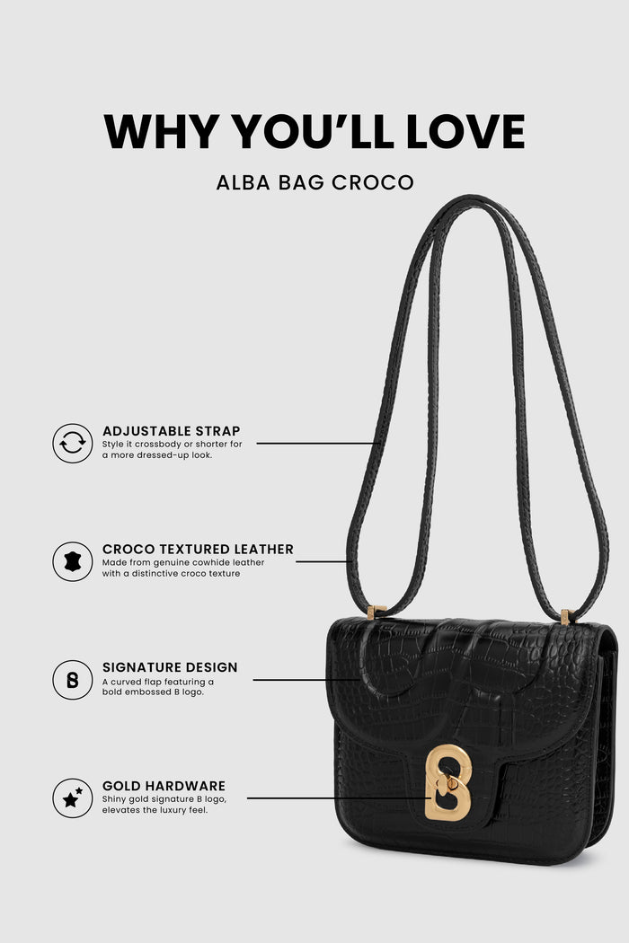 alba bag croco in black by buttonscarves feature overview
