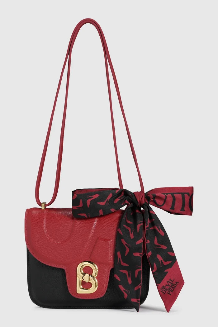alba bag special edition shoulder bag in black/red by buttonscarves x the devil wears prada 2