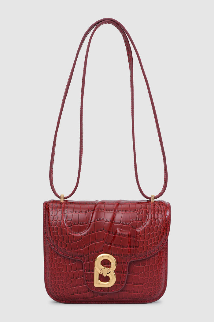 alba bag croco in crimson red by buttonscarves