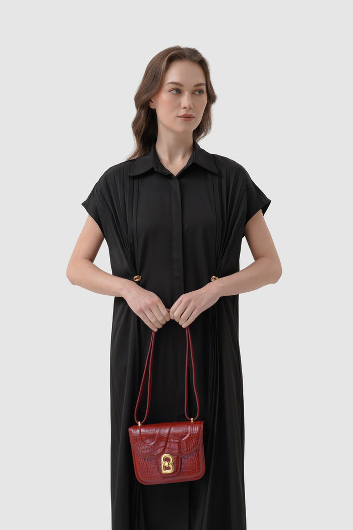 alba bag croco in crimson red by buttonscarves hand carried style