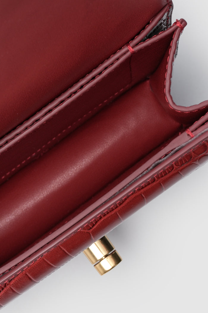 alba bag croco in crimson red by buttonscarves interior