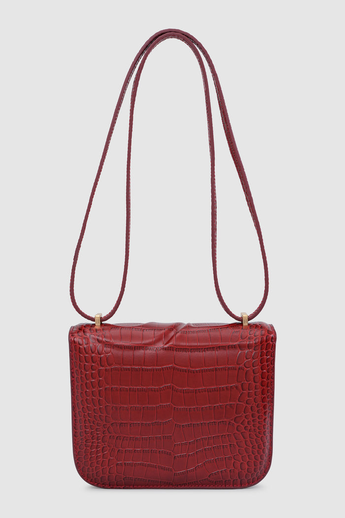 alba bag croco in crimson red by buttonscarves back view