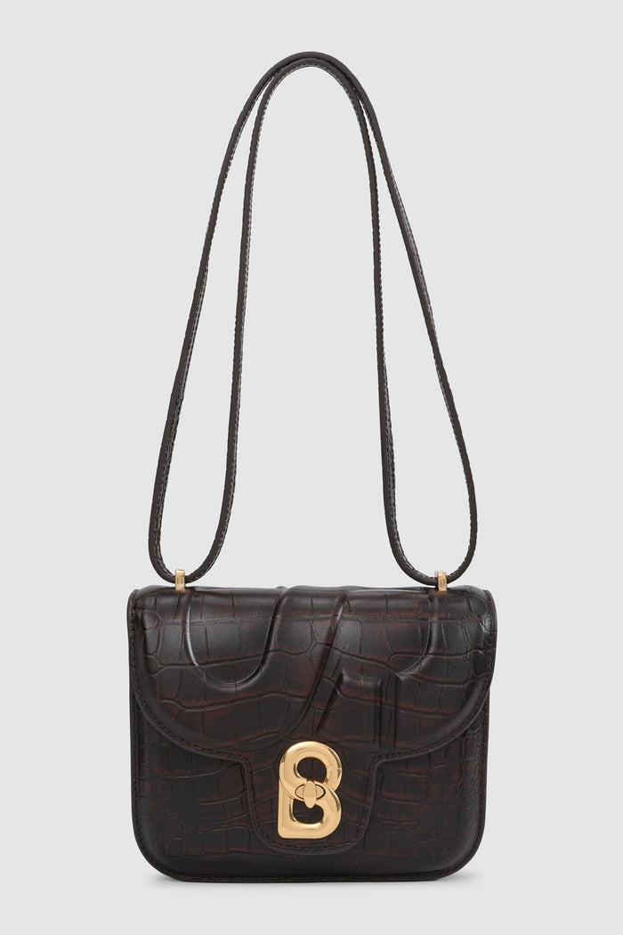 alba bag croco in dark chocolate by buttonscarves