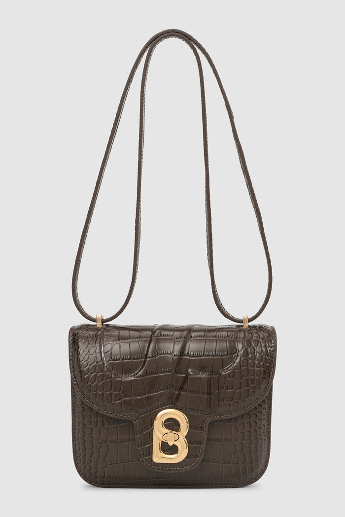 alba bag croco in dark mocha by buttonscarves