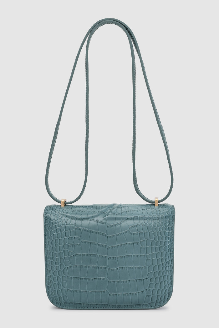 alba bag croco in dusty blue by buttonscarves back view