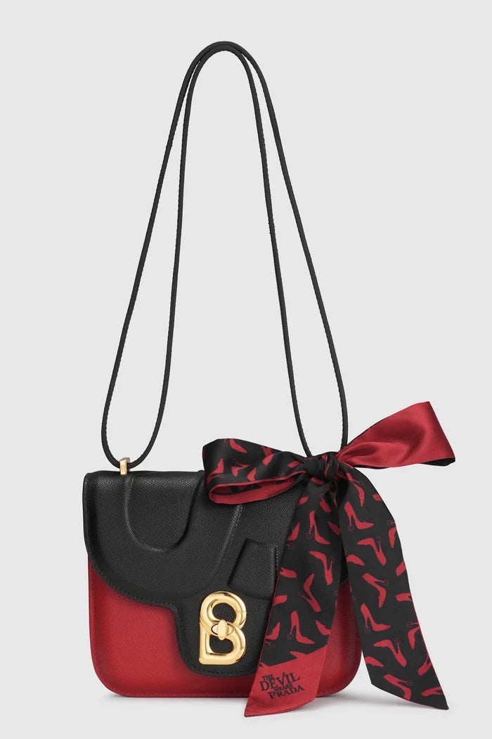 alba bag special edition shoulder bag in red/black by buttonscarves x the devil wears prada 2