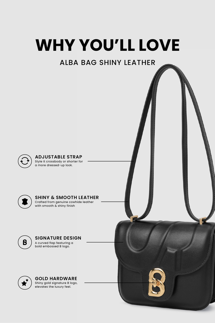 alba bag shiny leather in black by buttonscarves feature overview